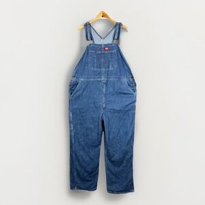 Dickies Bib Overalls Mens Size 42x30 Blue Denim Carpenter Workwear Ranch Prairie